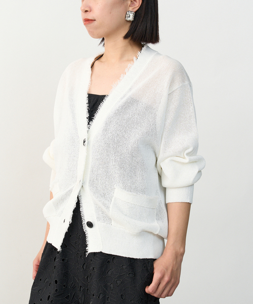 VERMEIL par iena ペーパーテープヤーン カーデ ホワイト★新品 VERMEIL par iena（ヴェルメイユパーイエナ）の「ペーパーテープ