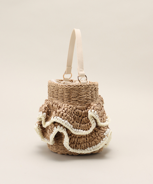 MIAN （ミアン）の「【MIAN/ミアン】ペーパーフリル2wayカゴBAG（ショルダーバッグ・レディース・アイボリー/ブラック・FREE）」の8枚目の写真