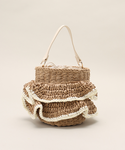 MIAN （ミアン）の「【MIAN/ミアン】ペーパーフリル2wayカゴBAG（ショルダーバッグ・レディース・アイボリー/ブラック・FREE）」の9枚目の写真