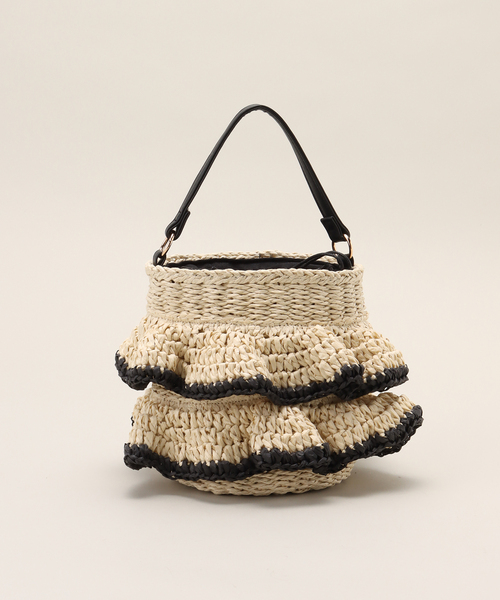 MIAN （ミアン）の「【MIAN/ミアン】ペーパーフリル2wayカゴBAG（ショルダーバッグ・レディース・アイボリー/ブラック・FREE）」の16枚目の写真