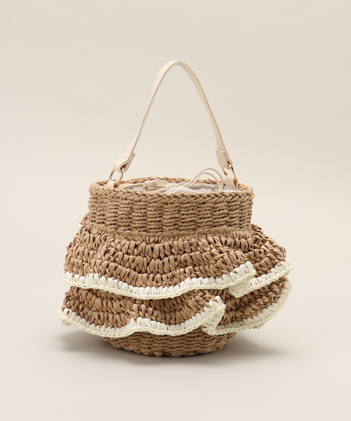 MIAN （ミアン）の「【MIAN/ミアン】ペーパーフリル2wayカゴBAG（ショルダーバッグ・レディース・アイボリー/ブラック・FREE）」の19枚目の写真