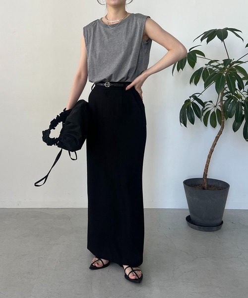 CAPRICIEUX LE'MAGE（カプリシューレマージュ）の「タックスリーブTシャツ（Tシャツ/カットソー・レディース・ブラック/ホワイト/グレー/ベージュ・FREE）」の16枚目の写真