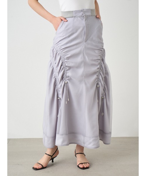 SNIDEL（スナイデル）の「Sustainableオーガンジーフレアスカート（スカート・レディース・ブラック/ライトグレー/ホワイト・1/0）」の7枚目の写真