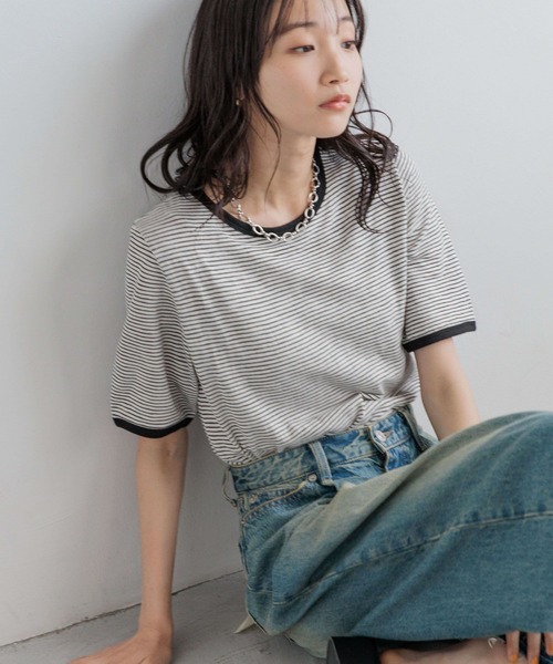 LOWRYS FARM（ローリーズファーム）の「アソートリンガーＴＳＳ　110314（Tシャツ/カットソー・レディース・アイボリー/その他/グレー/ホワイト/グレー系その他/ブラック・FREE）」の6枚目の写真