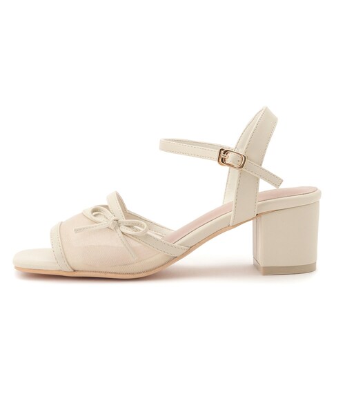 couture brooch（クチュールブローチ）の「◆シアーリボンサンダル（サンダル・レディース・ブラック/アイボリー・45/30/35）」の5枚目の写真