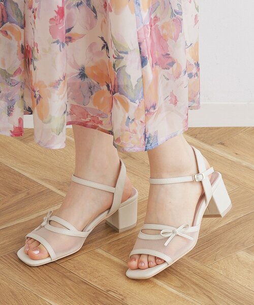 couture brooch（クチュールブローチ）の「◆シアーリボンサンダル（サンダル・レディース・ブラック/アイボリー・45/30/35）」の12枚目の写真