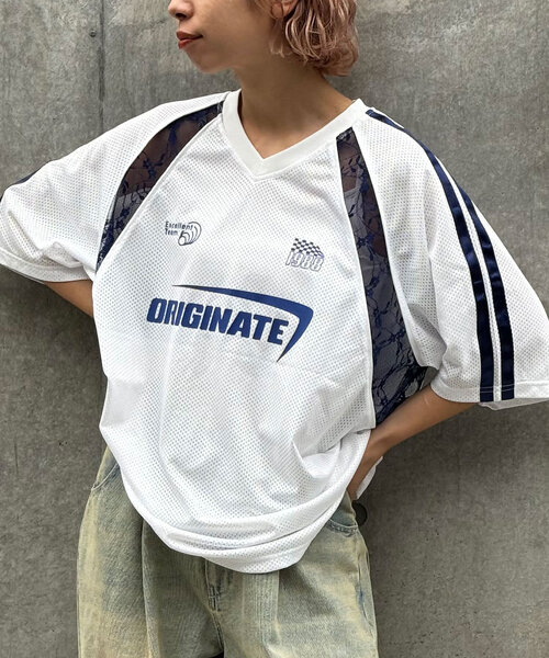 CIAOPANIC(チャオパニック)の「メッシュレースドッキングフットボールTee(Tシャツ/カットソー・レディース・サックスブルー/オフホワイト/グレー/ネイビー/ブルー/チャコールグレー/アイボリー・ONE SIZE/FREE)」の19枚目の写真