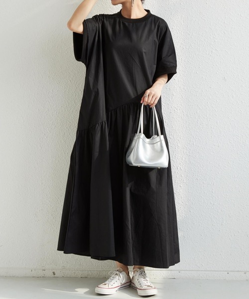 MAISON DE THERESE(メゾン ド テレーズ)の「バックジップ ギャザーボリュウームロングワンピース(ワンピース・レディース・グリーン/ブラック・FREE)」の1枚目の写真