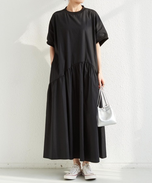 MAISON DE THERESE(メゾン ド テレーズ)の「バックジップ ギャザーボリュウームロングワンピース(ワンピース・レディース・グリーン/ブラック・FREE)」の4枚目の写真