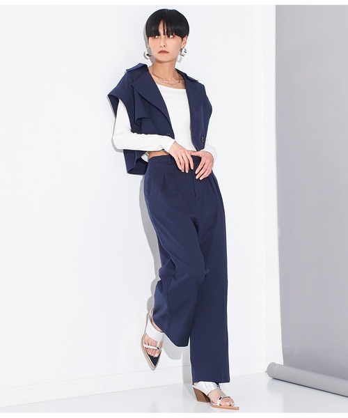 Settimissimo（セッティミッシモ）の「2タック ストレートパンツ（その他パンツ・レディース・ネイビー/ベージュ・FREE）」の12枚目の写真