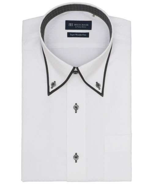 TOKYO SHIRTS(トウキョウシャツ)の「超形態安定ノーアイロン ボタンダウン 半袖ビジネスワイシャツ(ビジネスシャツ・メンズ・ホワイト・首回り43cm/首回り41cm/首回り39cm/首回り37cm/首回り42cm)」の1枚目の写真