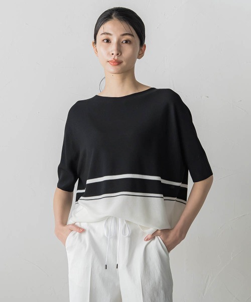 la.f…(ラエフ)の「ドルマンスリーブ半袖ニット≪手洗い可能/吸放湿性≫(ニット/セーター・レディース・ピンク/ベージュ/ブラック系その他/ネイビー・7号/9号)」の2枚目の写真