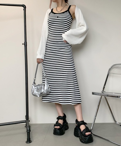 non-hedge(ノンヘッジ)の「刺繍ロゴキャミロングワンピース(ワンピース・レディース・ブラック×ホワイト/ブラック/ホワイト×ブラック/チャコールグレー・FREE)」の17枚目の写真