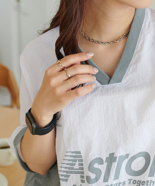 DISCOAT（ディスコート）の「【ユニセックス】配色ナイロン半袖スウェットシャツ《WEB限定》（シャツ/ブラウス・レディース・ネイビー/オフホワイト/グレイッシュベージュ・FREE）」の6枚目の写真