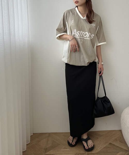 DISCOAT（ディスコート）の「【ユニセックス】配色ナイロン半袖スウェットシャツ《WEB限定》（シャツ/ブラウス・レディース・ネイビー/オフホワイト/グレイッシュベージュ・FREE）」の22枚目の写真