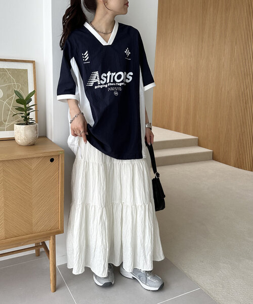 DISCOAT（ディスコート）の「【ユニセックス】配色ナイロン半袖スウェットシャツ《WEB限定》（シャツ/ブラウス・レディース・ネイビー/オフホワイト/グレイッシュベージュ・FREE）」の13枚目の写真