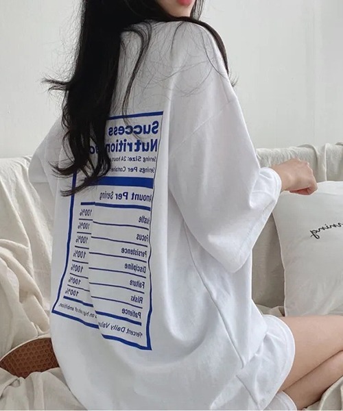 gossip!ロサンゼルス(ゴシップロサンゼルス)の「YUGA ルーズシルエット バックプリントTシャツ(Tシャツ/カットソー・レディース・ブラック/ホワイト・FREE)」の1枚目の写真