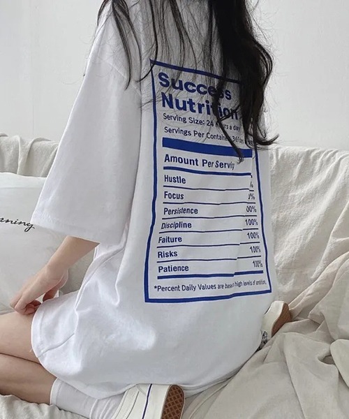 gossip!ロサンゼルス(ゴシップロサンゼルス)の「YUGA ルーズシルエット バックプリントTシャツ(Tシャツ/カットソー・レディース・ブラック/ホワイト・FREE)」の4枚目の写真
