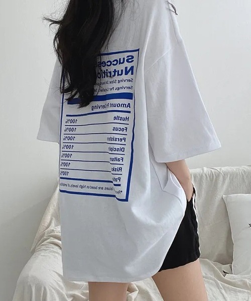 gossip!ロサンゼルス(ゴシップロサンゼルス)の「YUGA ルーズシルエット バックプリントTシャツ(Tシャツ/カットソー・レディース・ブラック/ホワイト・FREE)」の5枚目の写真