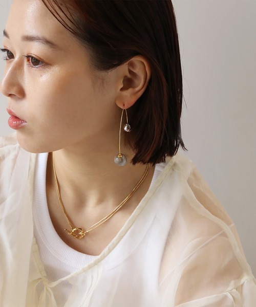 moichou（モイシュ）の「[moichou]ストーンボールモチーフピアス（ピアス（両耳用）・レディース・グリーン/クリア/グレー・ONE SIZE）」の6枚目の写真