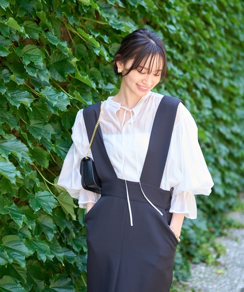 Rouge vif（ルージュヴィフ）の「【一部店舗限定】シアーバックシャンキャンディースリーブブラウス（シャツ/ブラウス・レディース・ホワイト/ピンク/チャコールグレー・フリー）」の4枚目の写真