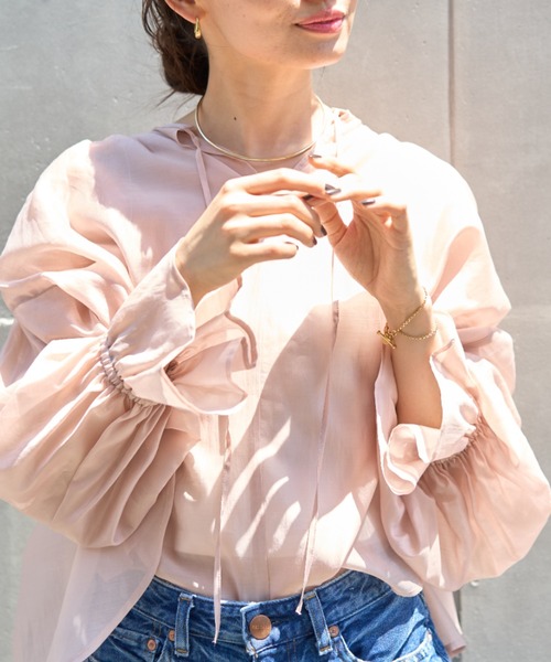 Rouge vif（ルージュヴィフ）の「【一部店舗限定】シアーバックシャンキャンディースリーブブラウス（シャツ/ブラウス・レディース・ホワイト/ピンク/チャコールグレー・フリー）」の10枚目の写真