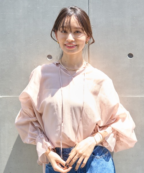 Rouge vif（ルージュヴィフ）の「【一部店舗限定】シアーバックシャンキャンディースリーブブラウス（シャツ/ブラウス・レディース・ホワイト/ピンク/チャコールグレー・フリー）」の16枚目の写真