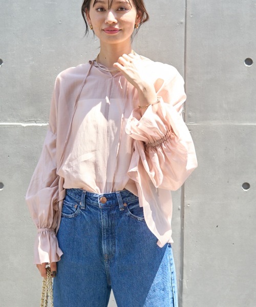 Rouge vif（ルージュヴィフ）の「【一部店舗限定】シアーバックシャンキャンディースリーブブラウス（シャツ/ブラウス・レディース・ホワイト/ピンク/チャコールグレー・フリー）」の11枚目の写真