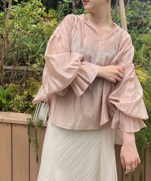 Rouge vif（ルージュヴィフ）の「【一部店舗限定】シアーバックシャンキャンディースリーブブラウス（シャツ/ブラウス・レディース・ホワイト/ピンク/チャコールグレー・フリー）」の18枚目の写真