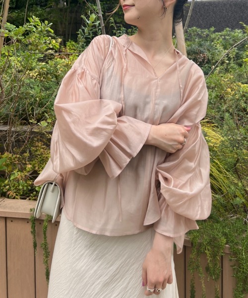 Rouge vif（ルージュヴィフ）の「【一部店舗限定】シアーバックシャンキャンディースリーブブラウス（シャツ/ブラウス・レディース・ホワイト/ピンク/チャコールグレー・フリー）」の19枚目の写真