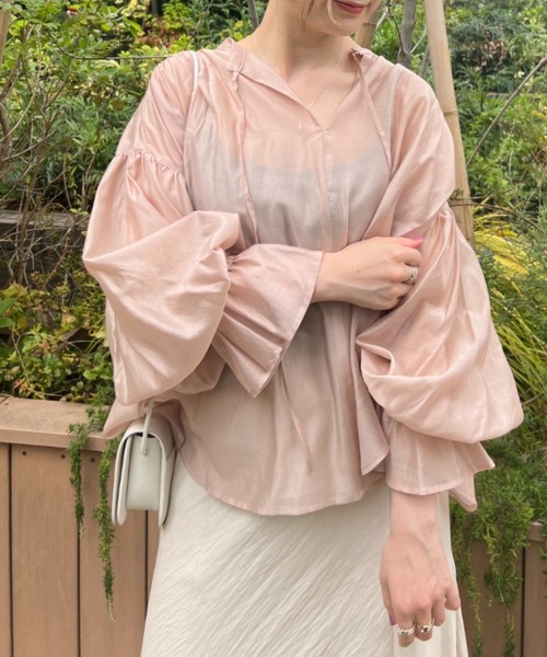 Rouge vif（ルージュヴィフ）の「【一部店舗限定】シアーバックシャンキャンディースリーブブラウス（シャツ/ブラウス・レディース・ホワイト/ピンク/チャコールグレー・フリー）」の20枚目の写真