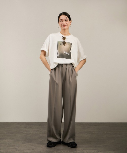 SALON adam et rope'（サロン アダム エ ロペ）の「【追加】イージーストレッチストレートパンツ2/スラックス【接触冷感・UVケア・洗える】（その他パンツ・レディース・ブラック/ベージュ/ホワイト/グリーン系その他2・S/M）」の9枚目の写真