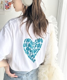 classicalelf | カジュアル可愛いが際立つ。綿100%バックハートロゴグラフィックプリントTシャツ(Tシャツ/カットソー)