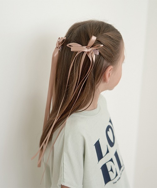 Lycee mine（リセマイン）の「ロングリボンヘアクリップ2Pセット（その他ヘアアクセサリー・キッズ・ブラック/レッド/ダークブラウン/ベージュ/ネイビー/ミント・フリー）」の4枚目の写真