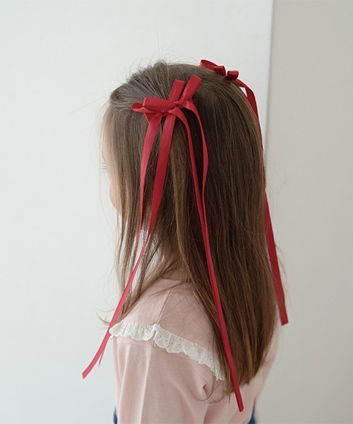 Lycee mine（リセマイン）の「ロングリボンヘアクリップ2Pセット（その他ヘアアクセサリー・キッズ・ブラック/レッド/ダークブラウン/ベージュ/ネイビー/ミント・フリー）」の6枚目の写真