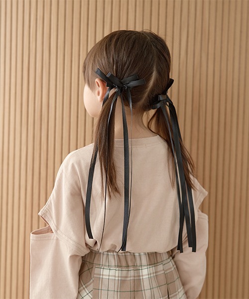 Lycee mine（リセマイン）の「ロングリボンヘアクリップ2Pセット（その他ヘアアクセサリー・キッズ・ブラック/レッド/ダークブラウン/ベージュ/ネイビー/ミント・フリー）」の2枚目の写真