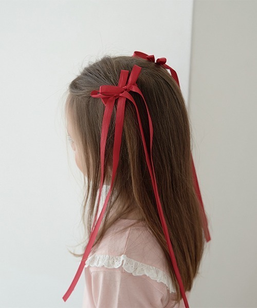 Lycee mine（リセマイン）の「ロングリボンヘアクリップ2Pセット（その他ヘアアクセサリー・キッズ・ブラック/レッド/ダークブラウン/ベージュ/ネイビー/ミント・フリー）」の11枚目の写真