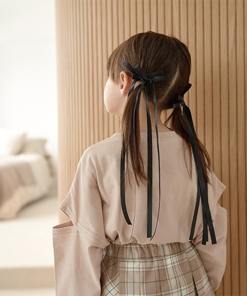 Lycee mine（リセマイン）の「ロングリボンヘアクリップ2Pセット（その他ヘアアクセサリー・キッズ・ブラック/レッド/ダークブラウン/ベージュ/ネイビー/ミント・フリー）」の22枚目の写真