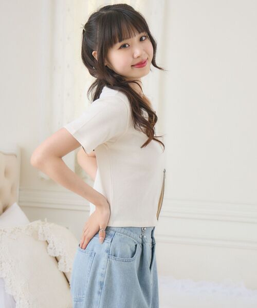 ems excite（エムズエキサイト）の「WZIPプレート付きCT（Tシャツ/カットソー・レディース・ダークグレー/ブルー/ブラック/ナチュラル・FREE）」の11枚目の写真