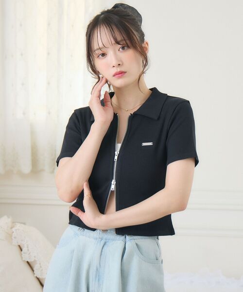 ems excite（エムズエキサイト）の「WZIPプレート付きCT（Tシャツ/カットソー・レディース・ダークグレー/ブルー/ブラック/ナチュラル・FREE）」の18枚目の写真