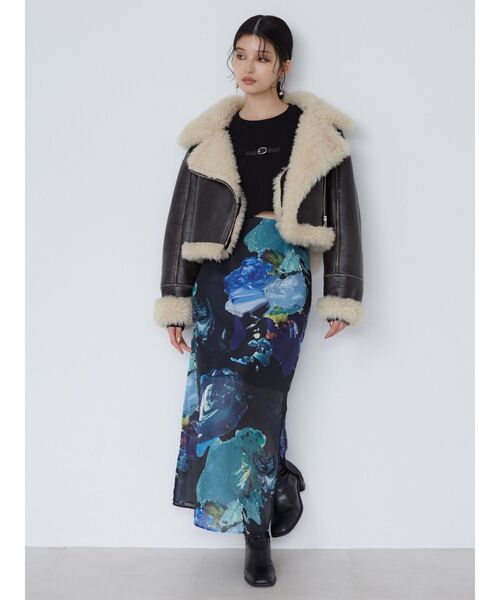 MURUA（ムルーア）の「【WEB限定】ペイントシアースカート（スカート・レディース・ホワイト/ブラック/グレー・1/2）」の19枚目の写真