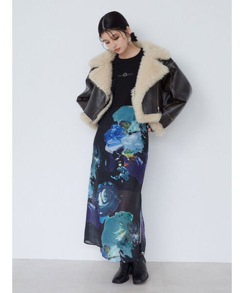 MURUA（ムルーア）の「【WEB限定】ペイントシアースカート（スカート・レディース・ホワイト/ブラック/グレー・1/2）」の21枚目の写真