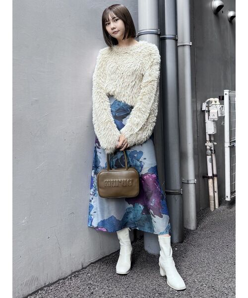 MURUA（ムルーア）の「【WEB限定】ペイントシアースカート（スカート・レディース・ホワイト/ブラック/グレー・1/2）」の8枚目の写真