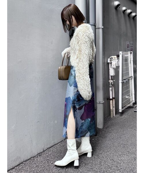 MURUA（ムルーア）の「【WEB限定】ペイントシアースカート（スカート・レディース・ホワイト/ブラック/グレー・1/2）」の9枚目の写真