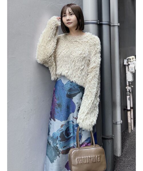 MURUA（ムルーア）の「【WEB限定】ペイントシアースカート（スカート・レディース・ホワイト/ブラック/グレー・1/2）」の11枚目の写真