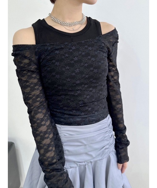LILY BROWN(リリーブラウン)の「レイヤードセットカットソー(Tシャツ/カットソー・レディース・グレー/ブラック/ホワイト/ベージュ・FREE)」の3枚目の写真