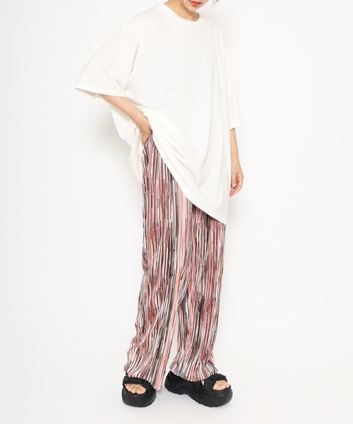 PUNYUS（プニュズ）の「セルフカット幾何学柄プリーツパンツ（その他パンツ・レディース・イエロー/オレンジ/ブルー・1/2/4/3）」の9枚目の写真