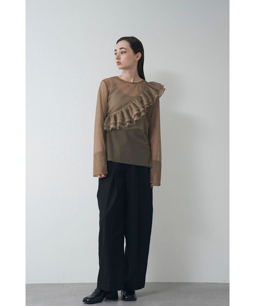 フリル付きチュールシアトップス（Tシャツ/カットソー）｜Limue