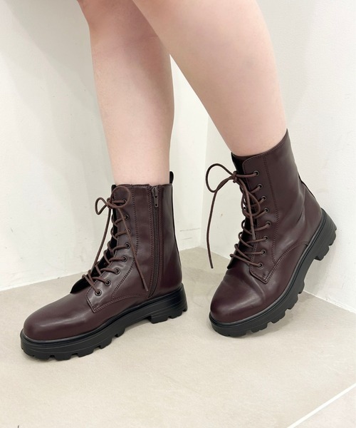 セール】【 美脚 】レース アップ 厚底 ブーツ 41401（ブーツ