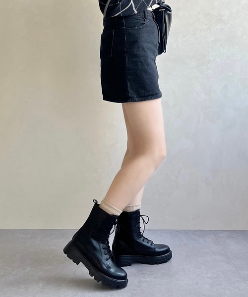 セール】【 美脚 】レース アップ 厚底 ブーツ 41401（ブーツ